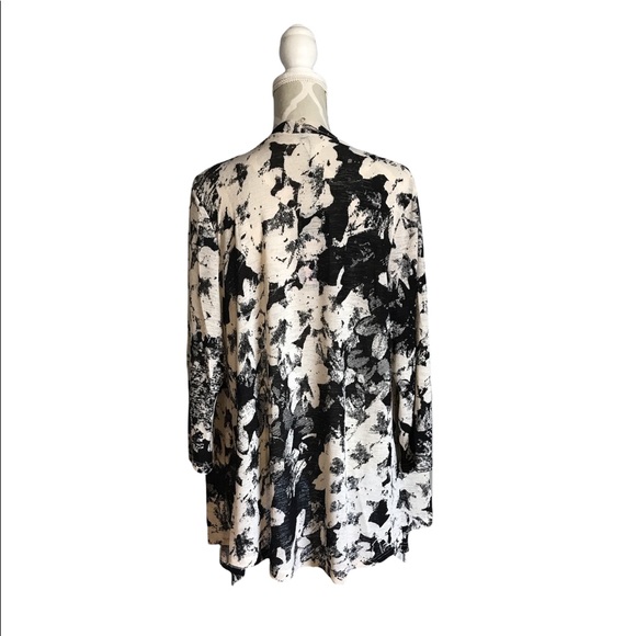 🔸Sold🔸Coverup Duster 3/4 Sleeve Black Cream Floral Print XXL - Picture 5 of 7